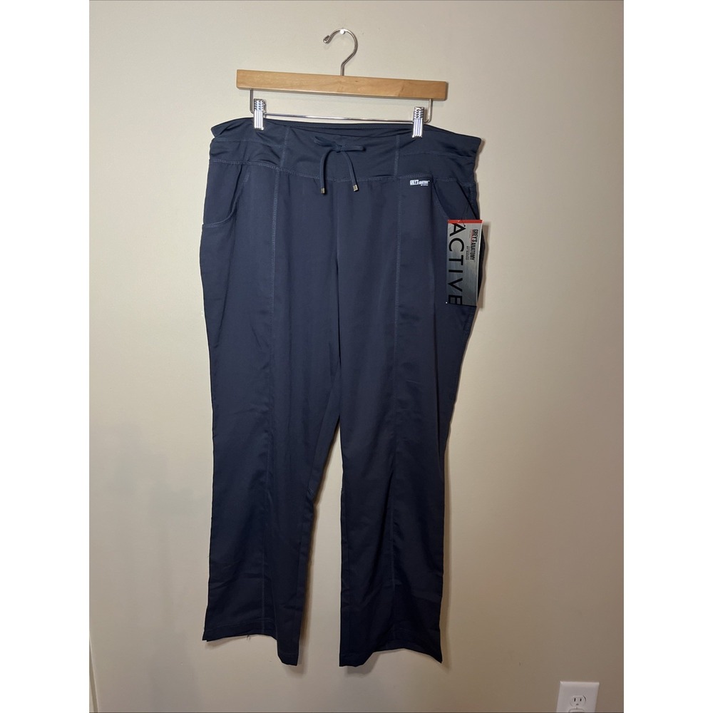 NWT Grey's Anatomy Active Low Rise Wide Waistband Blue Scrub Pant 4 Pocket XXL P